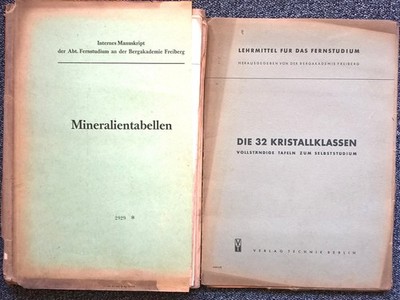 Mineralien - Tabellen Kristall - Klassen Bergakademie Freiberg internes Material