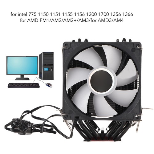 9CM CPU Cooler Dual Tower 6 Copper Heat Pipes 3 Wire 3 Fan Colorful Light Com FY - Afbeelding 5 van 22