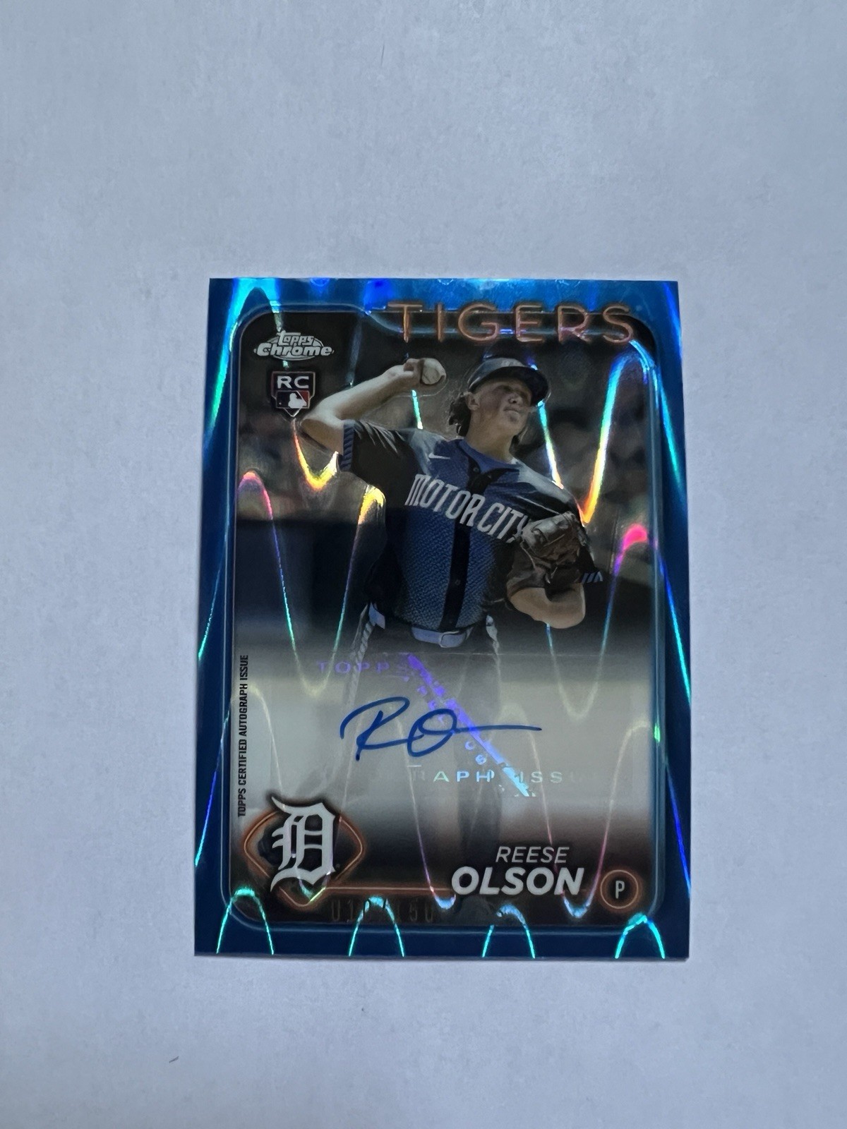2024 TOPPS CHROME RA-RO REESE OLSON ROOKIE AUTO BLUE RAYWAVE /150 TIGERS