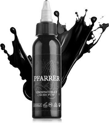 PFARRER Black Tattoo Ink 2Oz(60Ml) Vegan-Friendly USA Standard Pigment Tattoo Su