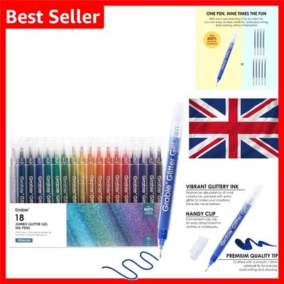 Jumbo Glitzer Gelstifte 18er Set Metallic Glitzer, feine Spitze, ungiftig