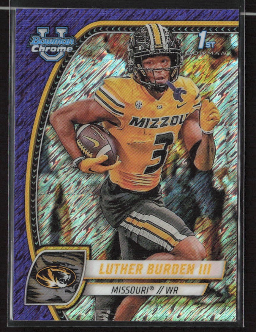 Luther Burden III 2024 Bowman University Chrome #123 Purple Shimmer Refractor