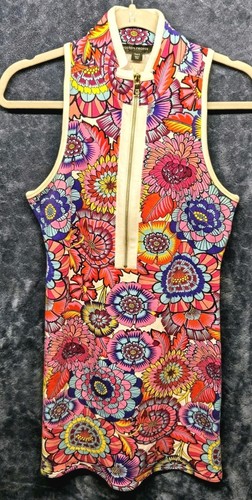 Boston Proper Montauk Blooms Abstract Chic-Zip Sleeveless Print Dress SMALL - Picture 7 of 9