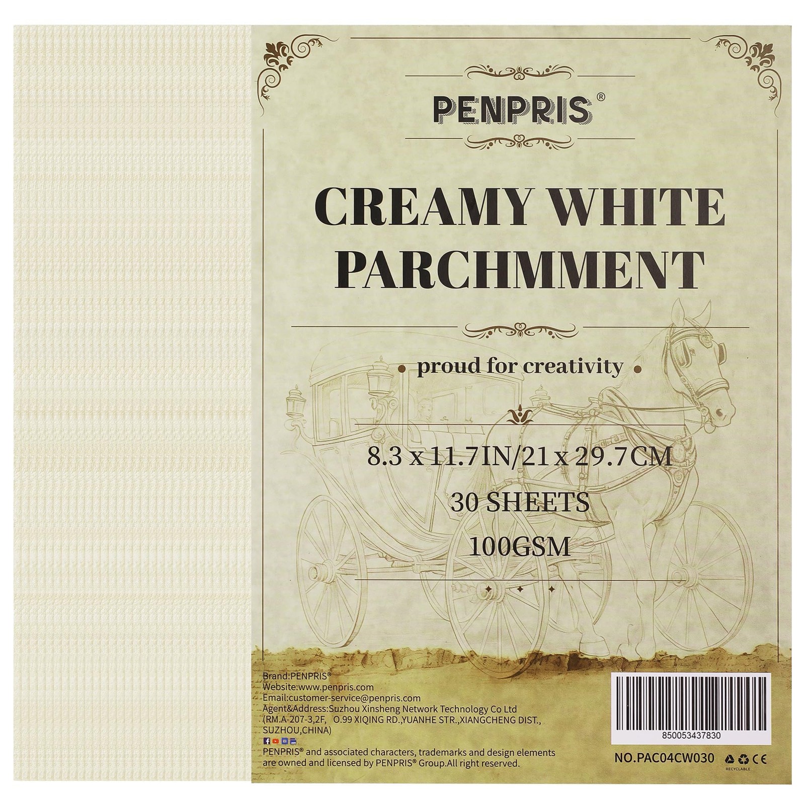 30 Sheets Parchment Paper - Creamy White 21 * 29.7CM A4 Size 100gsm