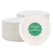 1000 Count 6-Inch Disposable Paper Plates - Uncoated White Bulk Plates