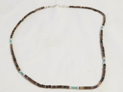 Vintage Native American Heishi bead Necklace W/Turquoise Accents N3866
