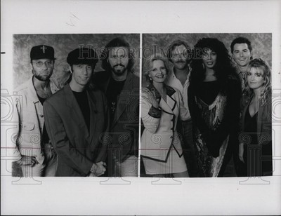 1993 Press Photo Maurice Gibb, Barry Gibb, Florence Henderson, Mike Lookinland