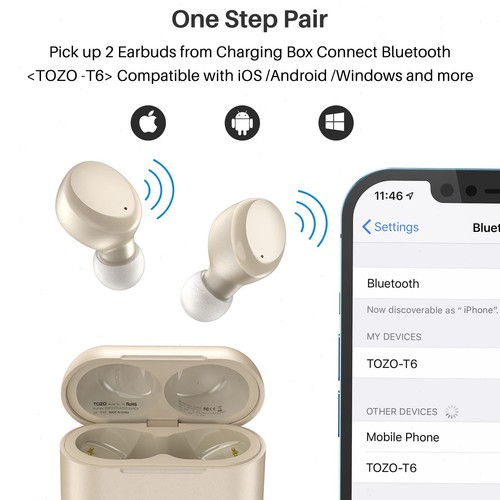 TOZO T6 Bluetooth 5.3 Wireless Earbuds AI Clear Calls Earphones IPX8  Waterproof - Picture 53 of 58