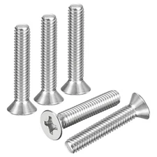 5/16"-18x1-3/4" Flat Head Machine Screws -25pcs -304 Stainless Steel -Silver