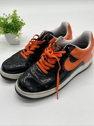 Size 11 - Nike Air Force 1 Premium Halloween Skeleton Embroidered Orange Black - Picture 10 of 17