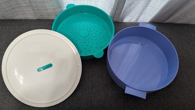 VTG 9'' Tupperware 3 Piece Microwave Micro Steamer Rice Veggie Cooker #3066A
