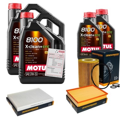 DENCKERMANN Inspektionspaket 12L MOTUL 8100 X-CLEAN 0W-30 für Mercedes-Benz