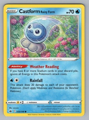 CASTFORM RAINY FORM 033/198 C CHILLING REIGN POKEMON NM CRE 20-21