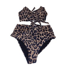 Black Leopard Print Bikini Set 2XL Women's