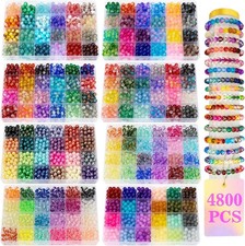 192 Colors 4800pcs 8mm Glass Beads Bracelet Making Kit for DIY Crafts