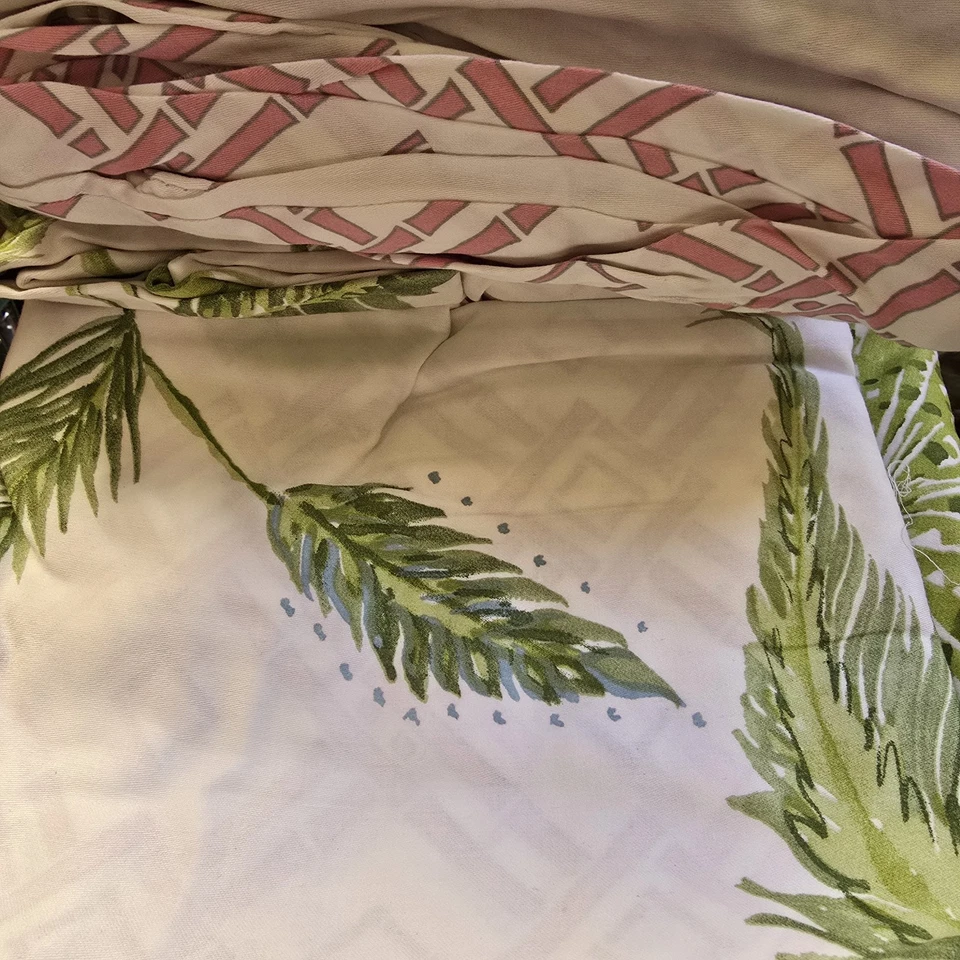 FUNDA NÓRDICA DENA HOME PALM COURT ROSA VERDE TROPICAL REINA COMPLETA Y DOS FUNDAS NUEVA Foto 4 de 4