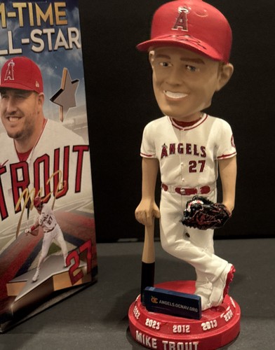 MIKE TROUT SIGNED BOBBLEHEAD SGA ANGELS ALL-TIME LEADER ROY 3X MVP 9X SS PSA/DNA - Picture 14 of 16