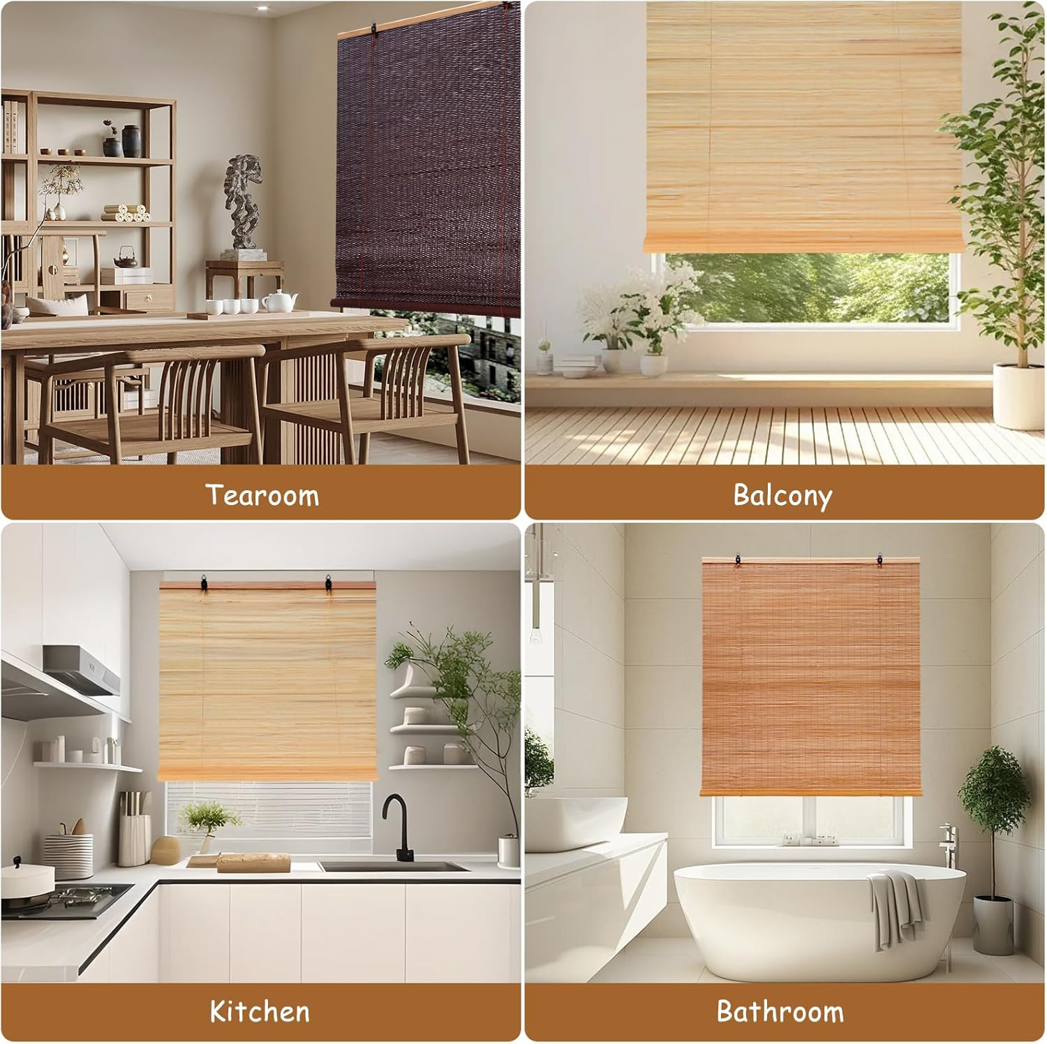 Bamboo Shades for Windows,Bamboo Blinds for Outdoor Patio,Custom Size, Privacy P