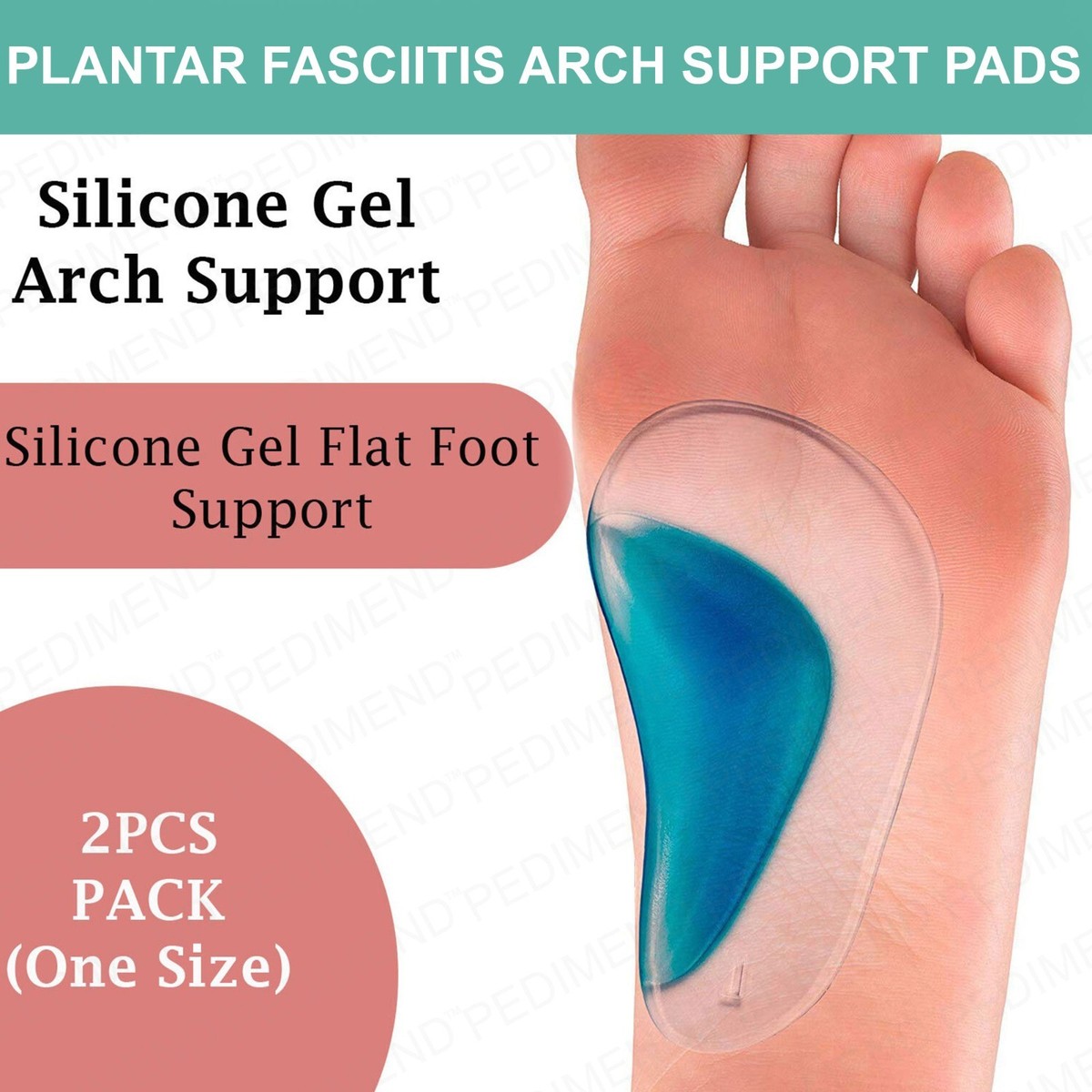 Pedimend™ Silicone Gel Arch Support Insoles Plantar Fasciitis Relief Pads  UK