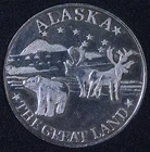 1 oz Silver Round/Medal - ALASKA - The Great Land - Oxford Refining *RARE*
