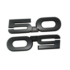 2Pc 5.0 Fender Door Emblem 3D Matte Black Badge Fits 2015-2021 Mustang