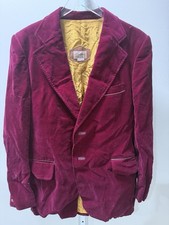 Cortefiel Velvet Blazer Crimson Red Jacket Spain L 42 Smoking Dinner Jacket