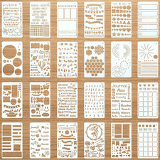 24 Pcs Plastic Stencils for Journal Planner, Letters Numbers Shapes