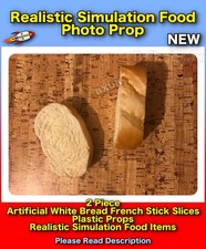 2 Piece Artificial French Stick Slices Realistic Simulation Food Photo Prop NEW