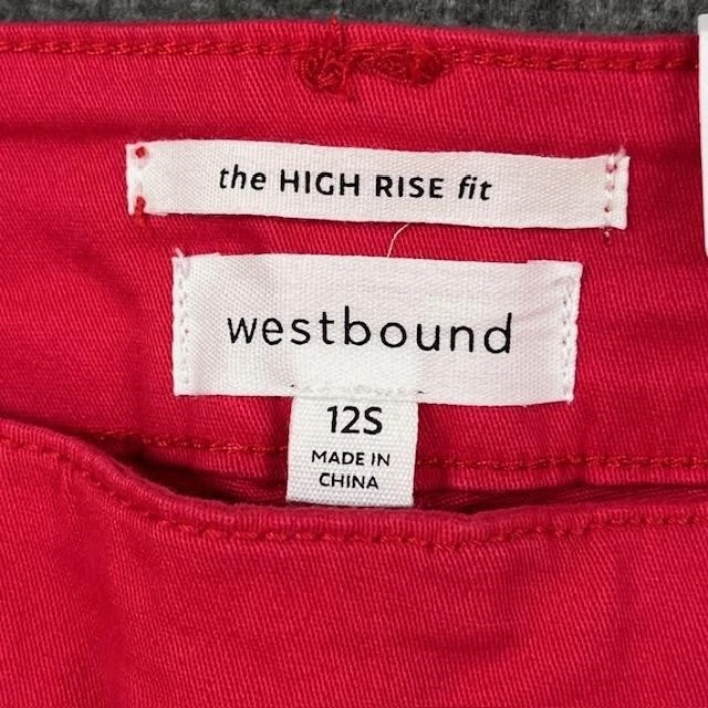 Westbound Pants Womens 12 Short Red High Rise Slim Straight Marina Ankle - NEW - Image 4 of 4