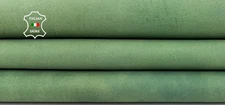LIGHT GREEN VINTAGE LOOK VEGETABLE TAN Thick Goatskin Leather 3+sqf 1.1mm C7057