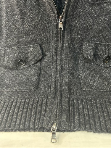 Banana Republic S Dark GRAY LambsWool Blend Zip Front Jacket Sweater Coat - Picture 9 of 24