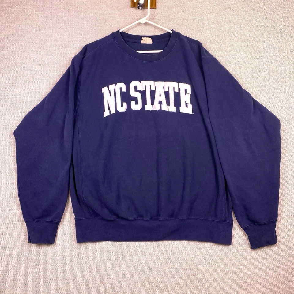 90s Y2K NC State Sweater L MV Sport Pro Weave Pullover Crewneck Spellout GUC - Image 2 of 4