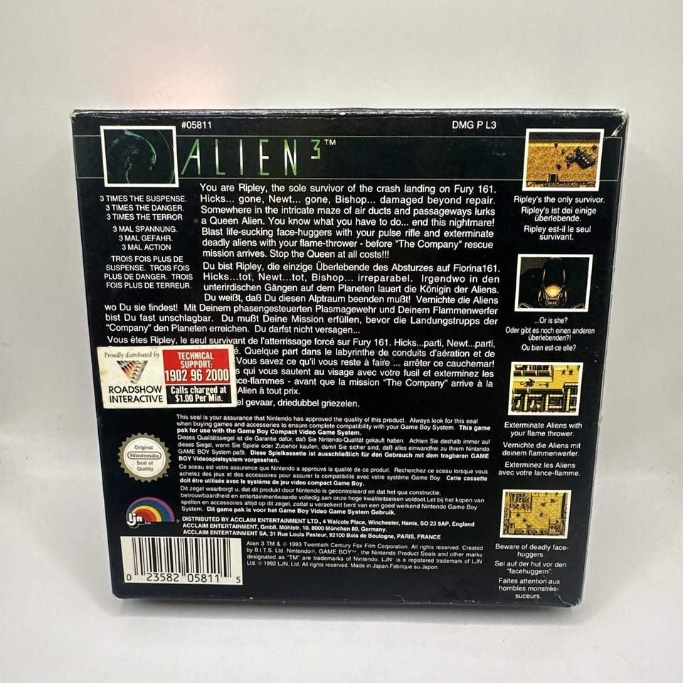 Alien 3 • Nintendo GameBoy Game + Manual & Box (1993) Boxed • Complete CIB • LJN - Image 3 of 4