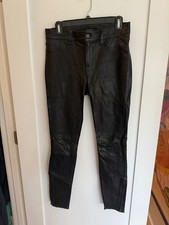 j brand black leather pants women size 28