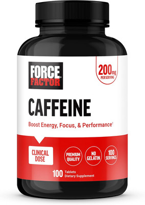 Force Factor Caffeine Pills 200Mg, Caffeine Tablets to Boost Energy, Focus, Stre