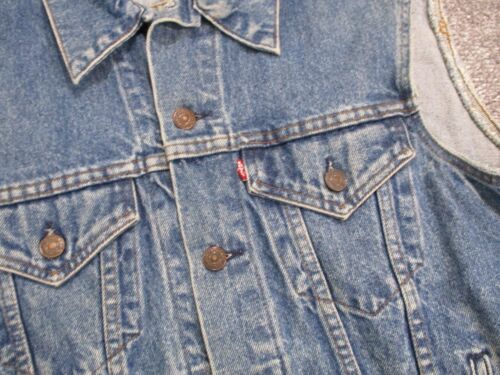 Vintage Levis Jean Vest Mens Size 42 Large Blue Denim Jacket - Picture 4 of 12