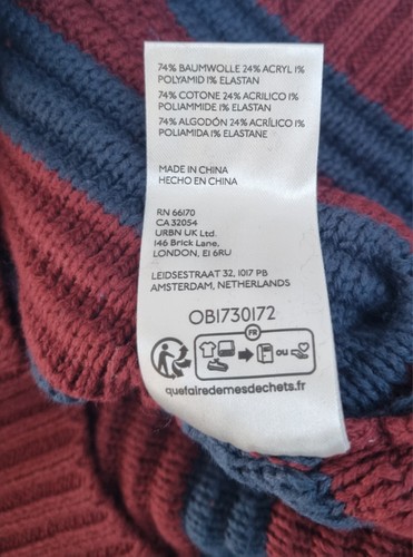 FREE PEOPLE Jumper Links Pullover in Wine Blue Stripe Sweater Small RRP £140 - Picture 11 of 12