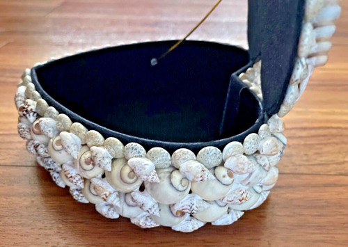 VINTAGE Heart-Shaped Sea Shell Trinket Box/Jewelry Box, Bk.Liner, Philippines🐚 - Picture 14 of 21