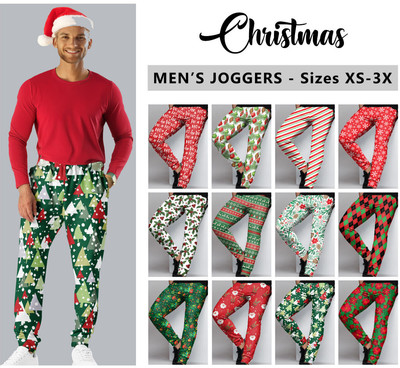 Men's Christmas Joggers #1 - Slim Fit Sweatpants, Santa Loungewear, Holiday Gift
