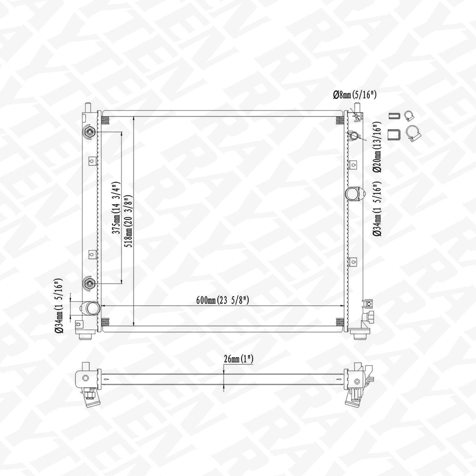 13055 Aluminium AT Radiator for 2008 2009 2010 2011-2014 Cadillac CTS 3.6L 3.0L - Imagem 2 de 4