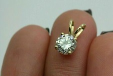 1.00 Ct Round Cut Moissanite Wedding Solitaire Pendant 14K Yellow Gold Plated