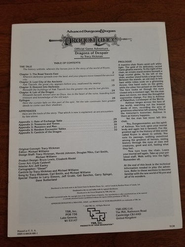 Módulo Completo AD&D 1ª Edición DL1 Dragonlance Dragons of Despair TSR 9130 - Imagen 5 de 5