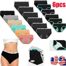 6pcs Teenage Girls Period Panties Leakproof Menstrual Underwear Cotton Briefs