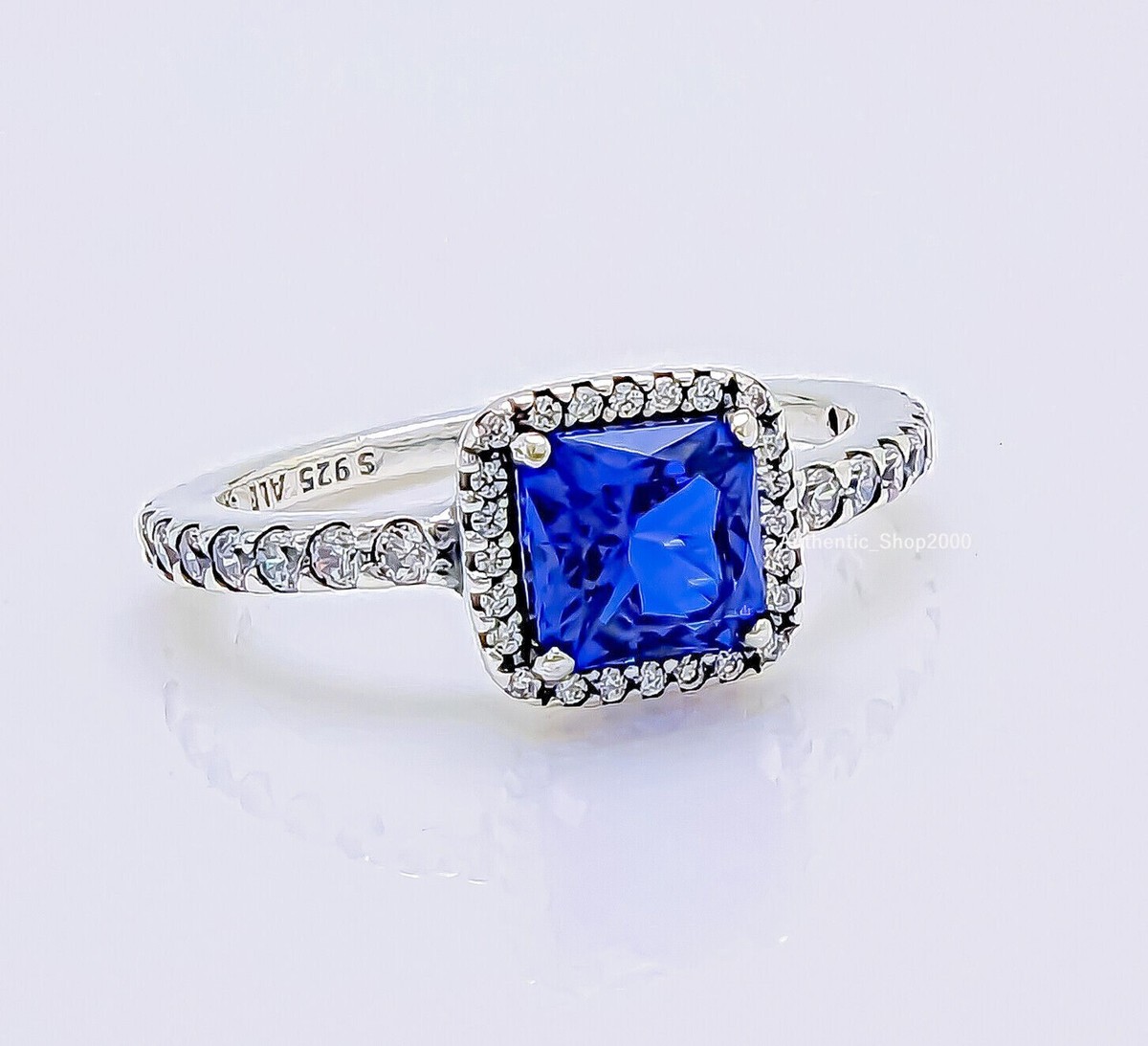 NEW 100% Authentic PANDORA 925 Pave CZ Blue Square Sparkle NEW 100% Authentic PANDORA 925 Pave CZ Blue Square Sparkle