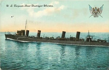 c1910 US Torpedo boat destroyer Worden Transportation Military Postcard 25-4536