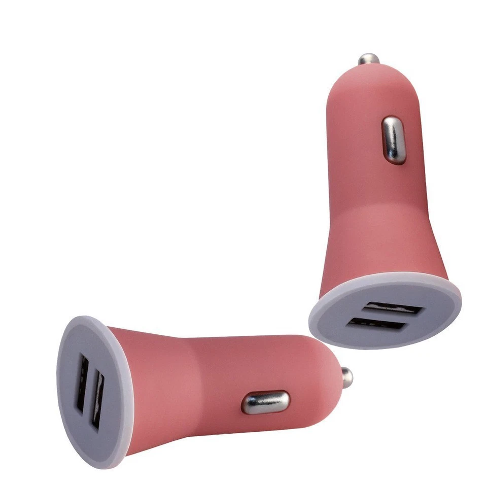 Cargador de coche universal doble de alta calidad rosa suave de 2,1 AMP velocidad rápida para móvil Foto 2 de 2