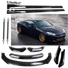 Black For Hyundai Genesis Front Bumper Lip Spoiler Kit +86.6" Car Side Skirt