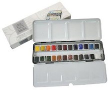 Winsor & Newton Artists Professional Quality Watercolour 24 Half Pan Metal Box
