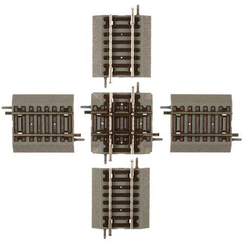 90 DEGREE CROSSING OF NICKEL SILVER ATLAS "TRUE-TRACK" -CODE 83 ON ROADBED - Picture 1 of 1