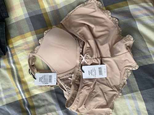 Athena Bra & Shorts Set Nude Size 36C & 12 Shorts